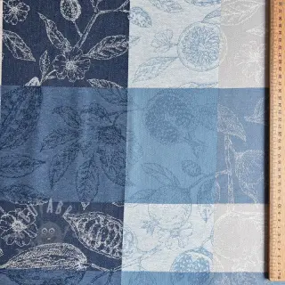 Dekorationstyg FRENCH TABLE CLOTH JACQUARD Cabosse allover indigo