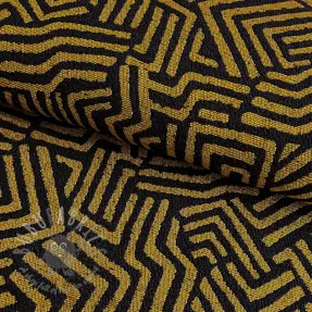 Dekorationstyg jacquard Mesopotamie noir jaune
