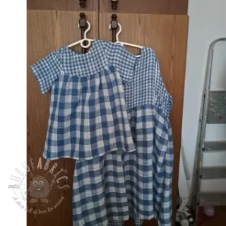 Dubbelgasväv/muslin Double sided CHECKS MINI indigo