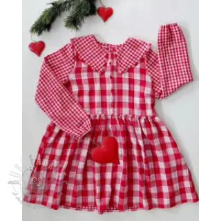 Dubbelgasväv/muslin Double sided CHECKS MINI red