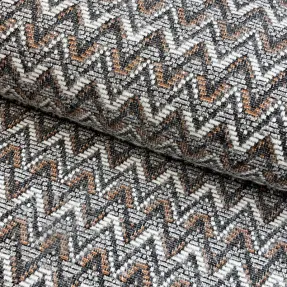Stickat tyg jacquard Comfilia Zigzag wavy brown