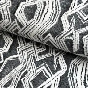 Stickat tyg jacquard Comfy Broken checks black