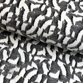 Stickat tyg jacquard Comfy Collage shapes grey