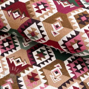 Dekorationstyg jacquard Kilim fuchsia vert