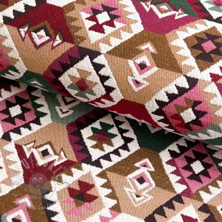 Dekorationstyg jacquard Kilim fuchsia vert