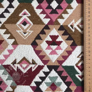 Dekorationstyg jacquard Kilim fuchsia vert