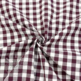 Bomullstyg Check aubergine