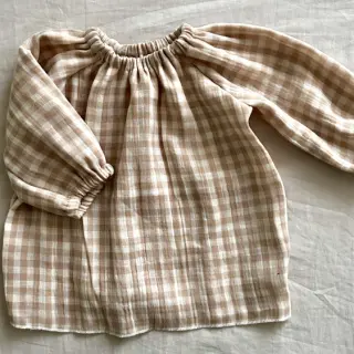 Dubbelgasväv/muslin Double sided CHECKS MINI beige