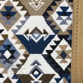 Dekorationstyg jacquard Kilim cobalt havane