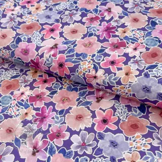 Bomullstyg Significant flowers purple digital print