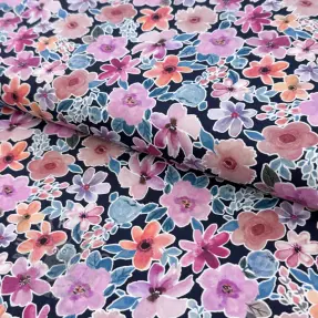 Bomullstyg Significant flowers navy digital print