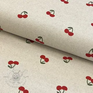 Dekorationstyg Linenlook Cherries natural