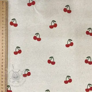 Dekorationstyg Linenlook Cherries natural