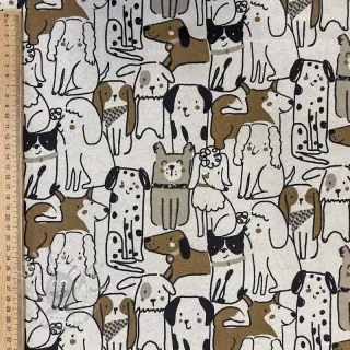 Dekorationstyg Linenlook Dogs natural