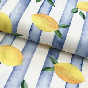 Dekoračná látka Lemons blue digital print
