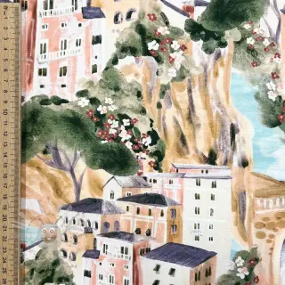 Dekorationstyg Houses ecru digital print