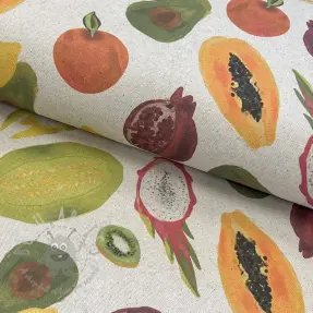Dekorationstyg Linenlook Fruit digital print