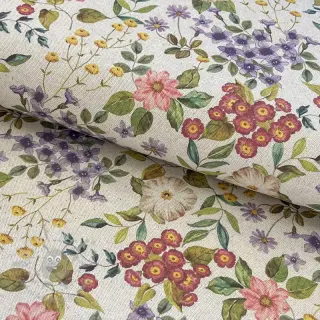 Dekorationstyg Linenlook Flowers meadow digital print