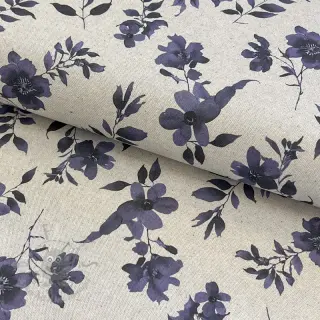 Dekorationstyg Linenlook Night flowers digital print