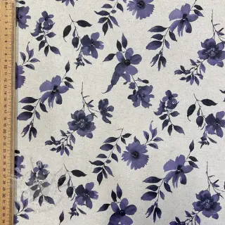 Dekorationstyg Linenlook Night flowers digital print
