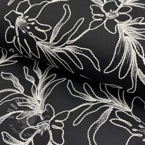 Bomullstyg EMBROIDERY GABARDINE Luana black