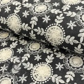 Bomullstyg JEANS EMBROIDERY Niva design D
