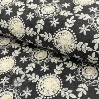 Bomullstyg JEANS EMBROIDERY Niva design D