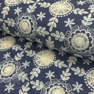 Bomullstyg JEANS EMBROIDERY Niva design B