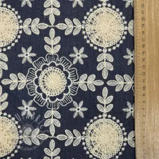 Bomullstyg JEANS EMBROIDERY Niva design B