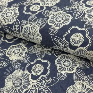 Bomullstyg JEANS EMBROIDERY Niva design Och