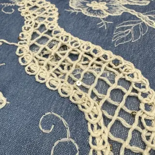 Bavlnená látka JEANS EMBROIDERY Flora design B