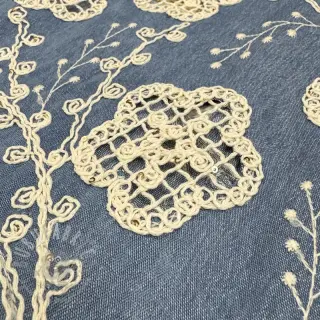 Bomullstyg JEANS EMBROIDERY Flora design D
