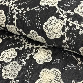 Bomullstyg JEANS EMBROIDERY Flora design F