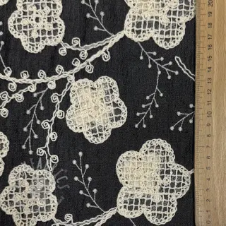 Bomullstyg JEANS EMBROIDERY Flora design F