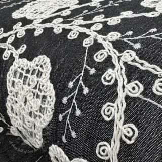Bomullstyg JEANS EMBROIDERY Flora design F